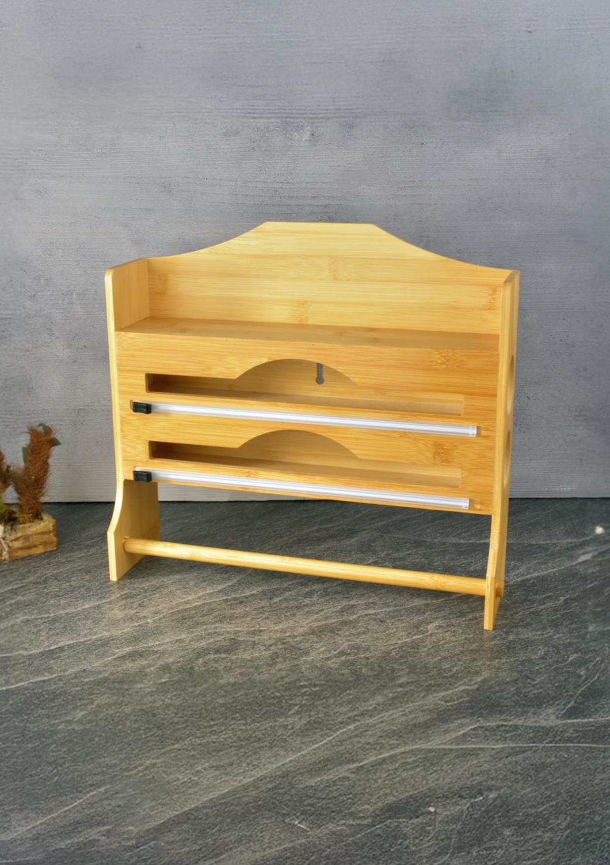Duvara Asılabilir Folyoluk - Streçlik - Kağıt Havluluk Seti - 4in1 - Bambu - 31 CM