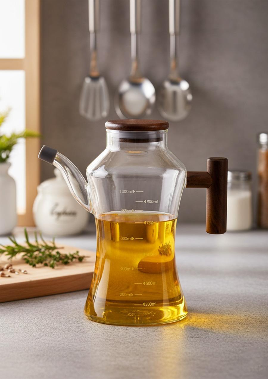 Cam Yağlık - Akasya Kulplu 1 Litre - Köşeli