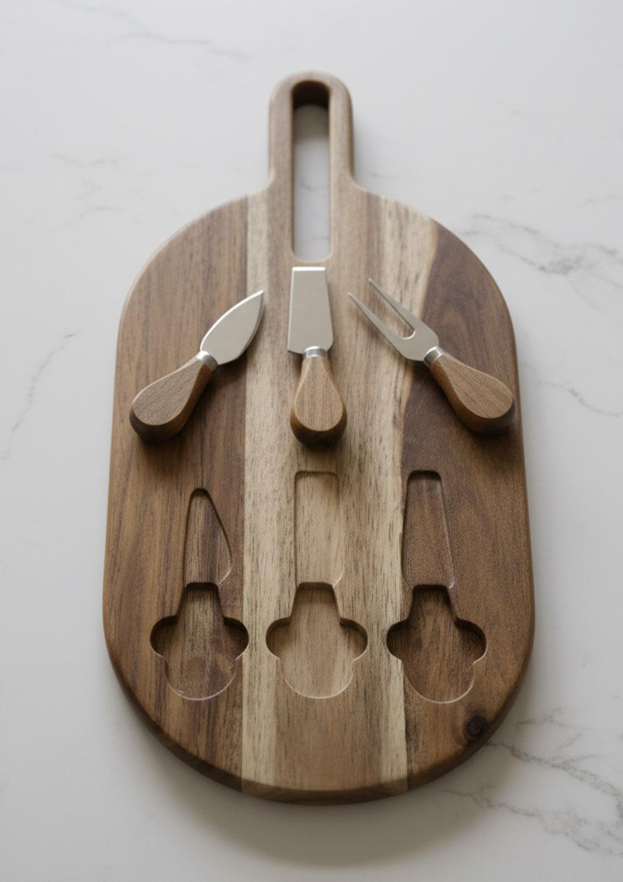 Akasya Peynir Tabağı - Peynir Sunumluk Seti- 4 Parça