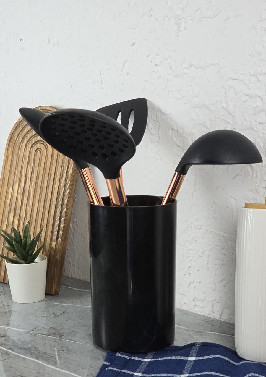 Silikon Servis Seti - Metal Saplı Stantlı Servis Takımı - 5 Parça