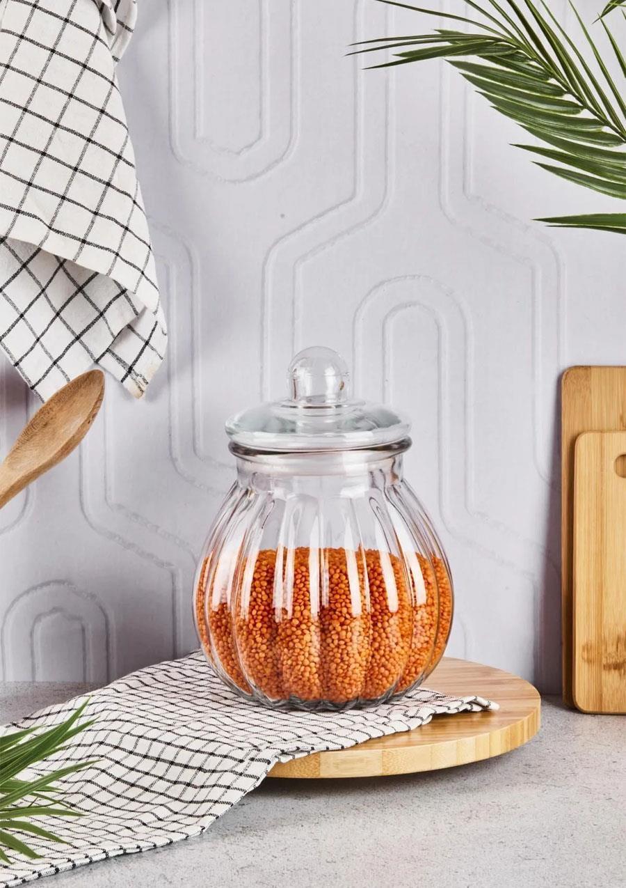 Primo Cam Kavanoz - Çizgili Erzak Kavanozu - 2.75 Litre