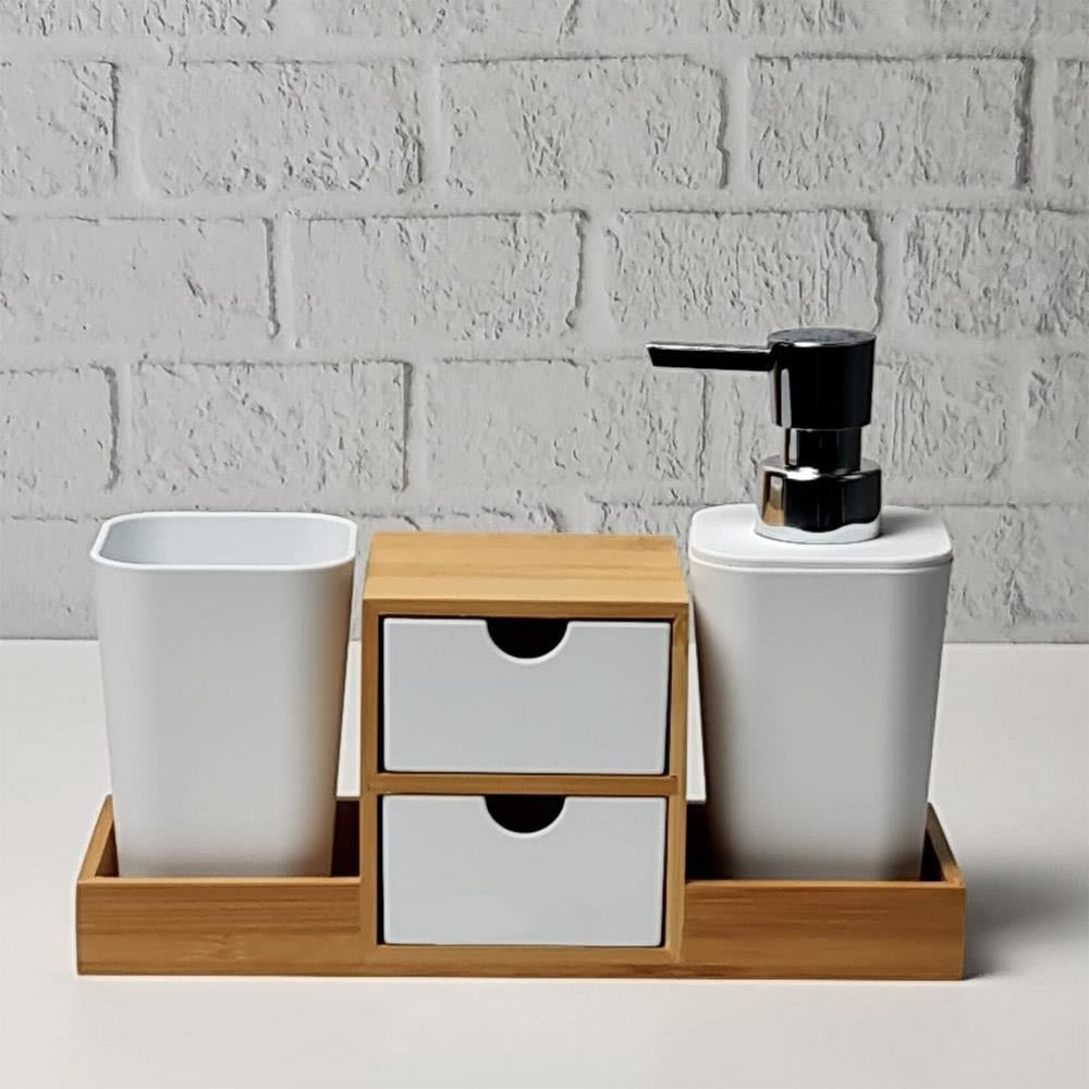 Akrilik Banyo Lavabo Seti Çekmeceli Sıvı Sabunluk Set | Hometarz