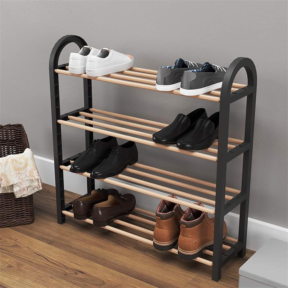 Ayakkabılık Ahşap Çubuklu 4 Katlı Ayakkabı Rafı | Hometarz