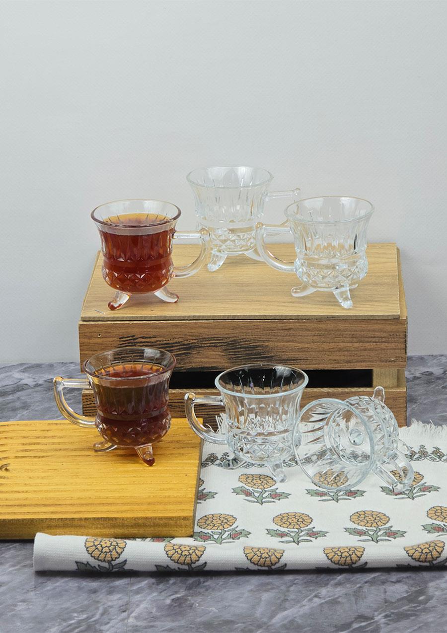 Loretta 6lı Çay Fincanı Seti - Cam Çay Bardağı Takımı - 6 Parça Çay Seti - 85 ML