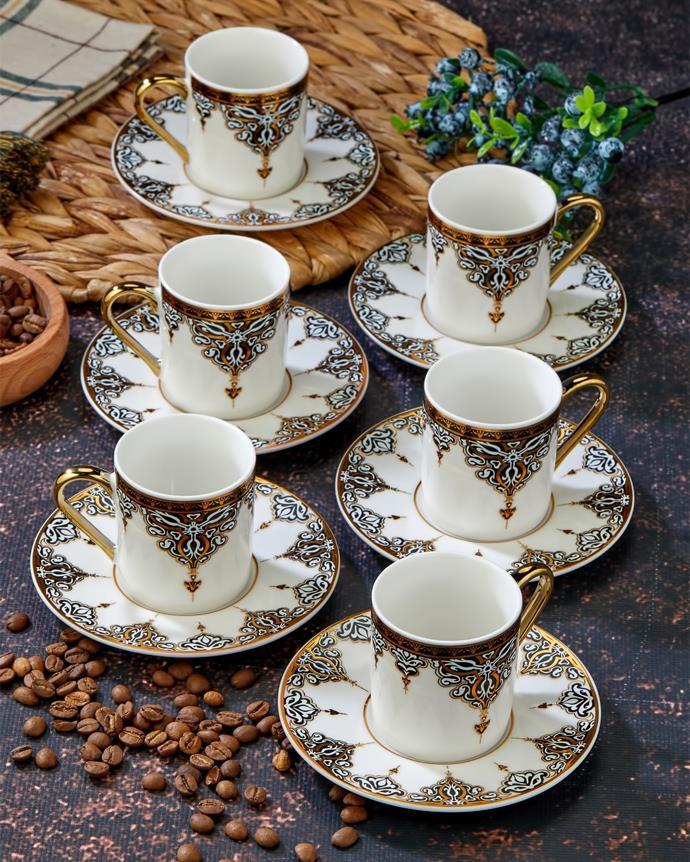 Lotus Kahve Fincan Seti - 6 Kişilik Türk Kahvesi Fincan Takımı - 90 ML