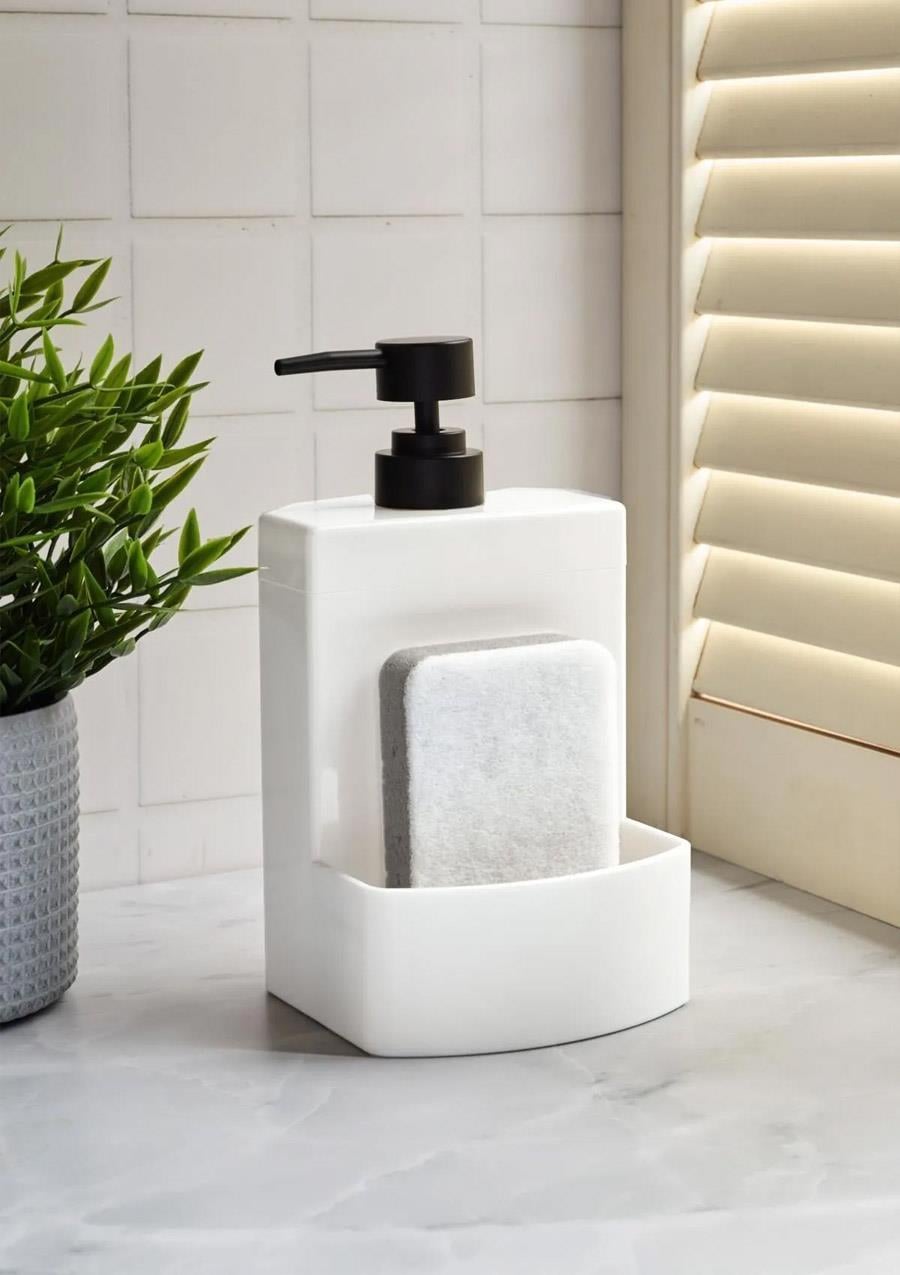 Barton Sıvı Sabunluk - Sünger Hazneli Mutfak Sabunluğu - 540 ML, Beyaz