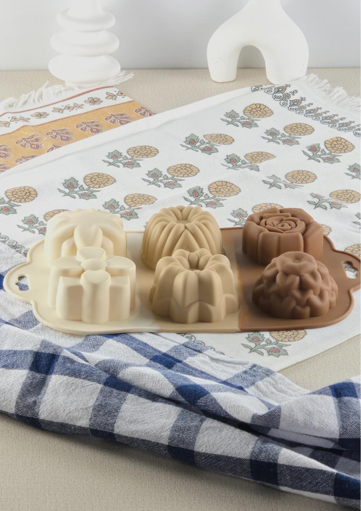 Silikon Kek Kalıbı - Papatya Gül Desenli 6lı Kurabiye Kalıbı - Isıya Dayanıklı