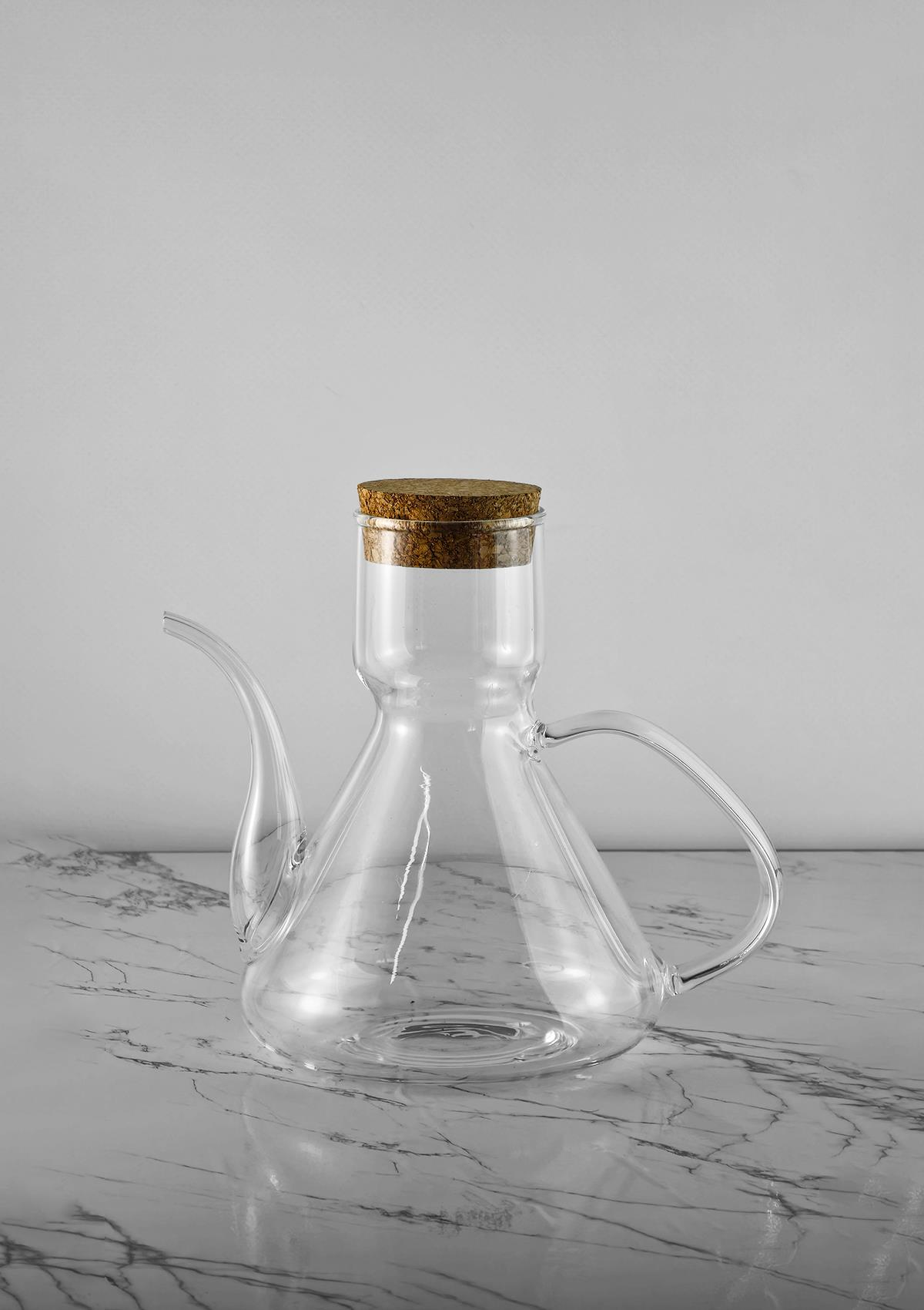 Mantar Kapaklı Cam Yağdanlık - Cam Yağlık - 450 ML