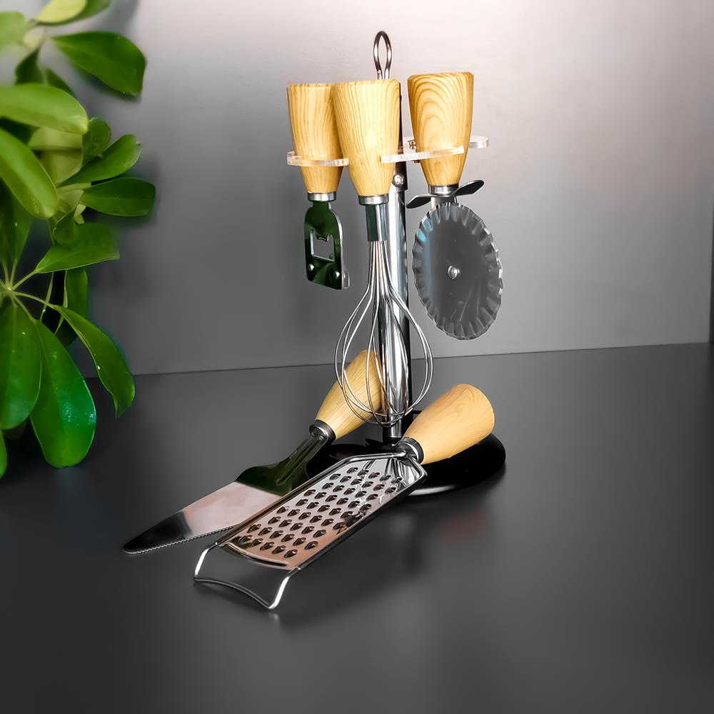 Mini Stantlı Rende Spatula Çırpıcı Kesici Mutfak Takımı 6 lı Set