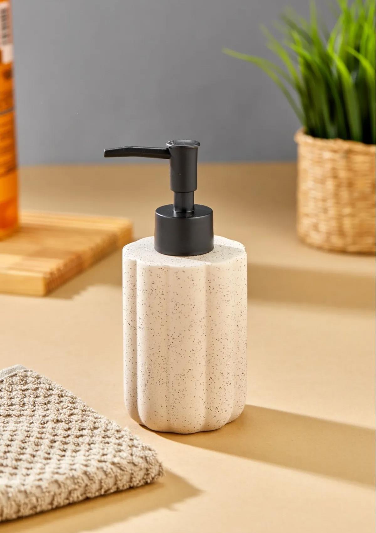 Taş Desenli Seramik Sıvı Sabunluk - Banyo Mutfak Sıvı Sabunluğu - 250 ML, Yuvarlak
