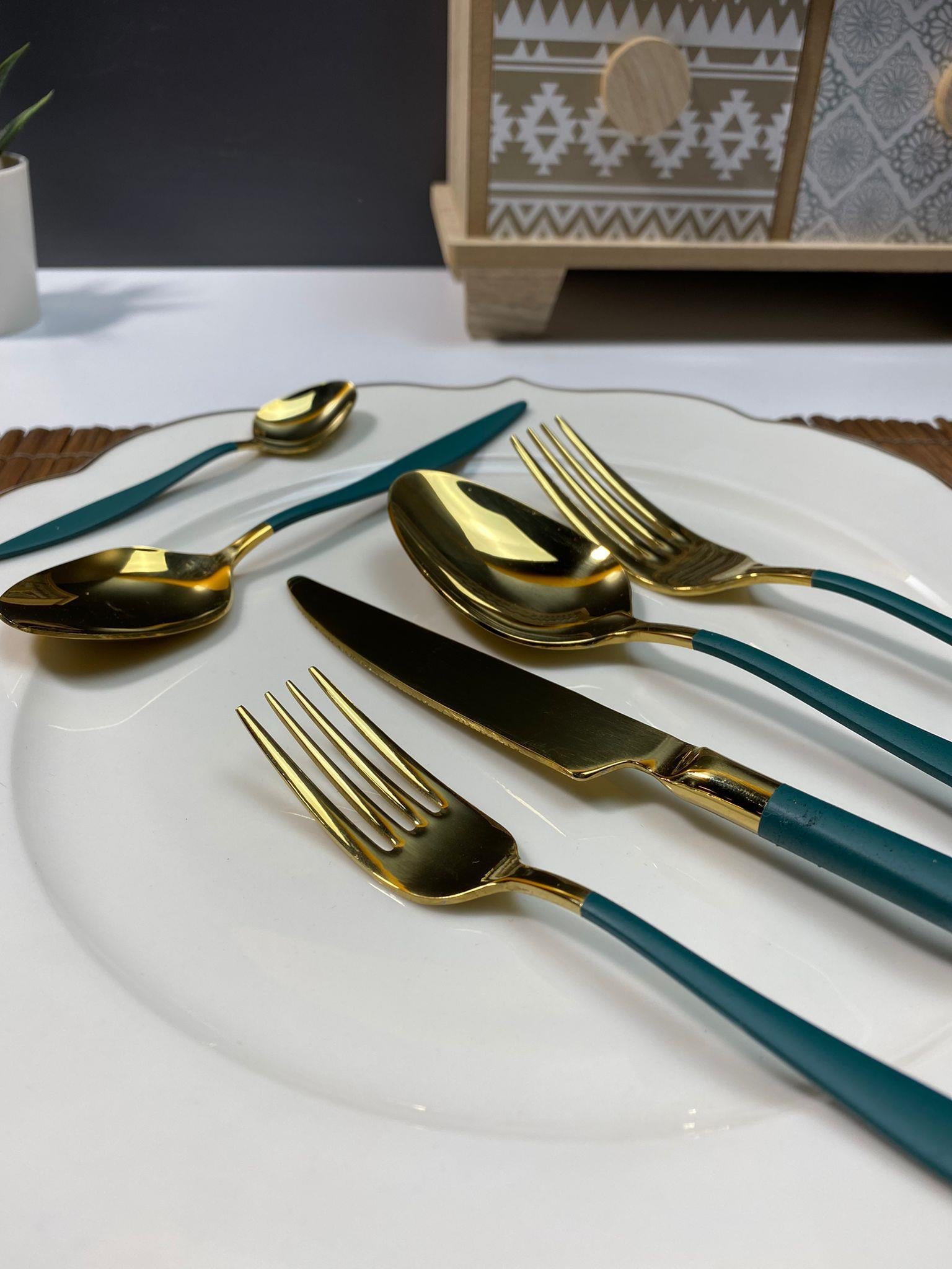 Gold Çatal Kaşık Bıçak Takımı Lüks 36 Parça Paslanmaz Çelik| Hometarz