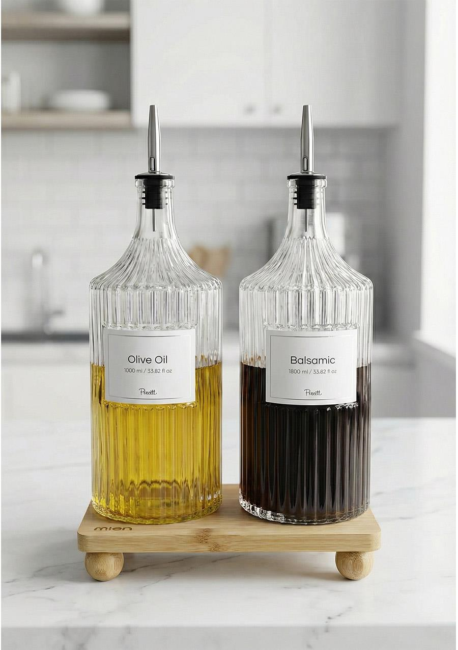 Viking 2'li Cam Yağlık Seti - 3 Parça, 2x1 Litre, Gümüş