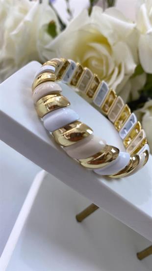 beyaz gold seramik esnek bileklik 