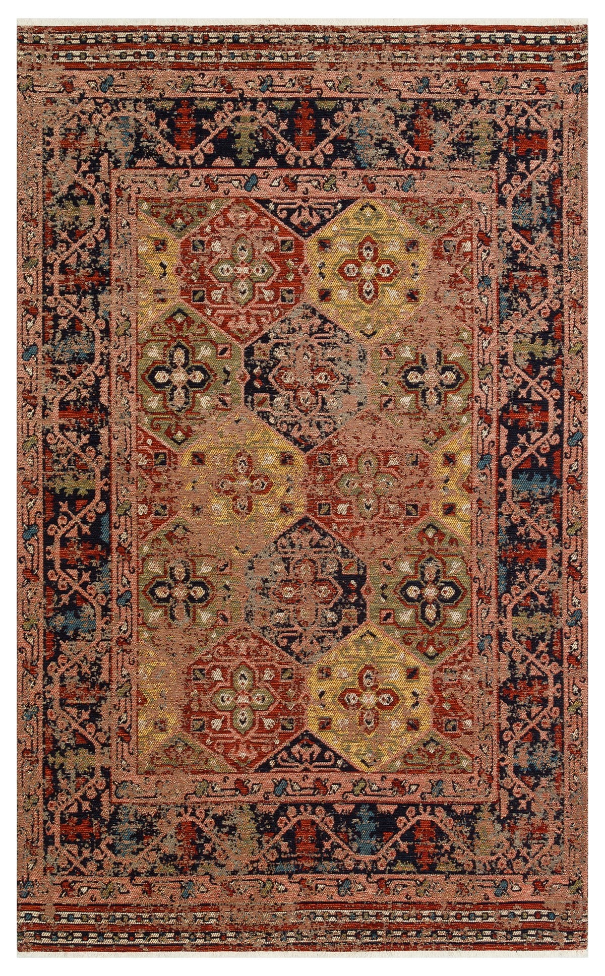 ANADOLU KILIM AND 01 MULTY  Geleneksel Anadolu Motifli Yıkanabilir Kaymaz Tabanlı Şönil Dokuma Halı