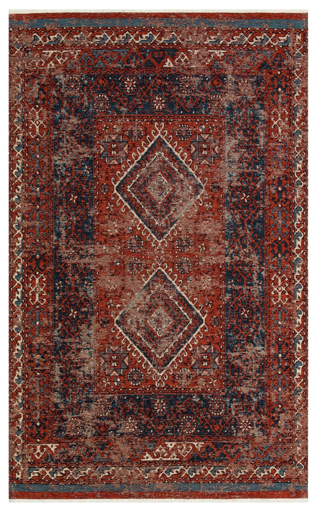 ANADOLU KILIM AND 02 MULTY  Geleneksel Anadolu Motifli Yıkanabilir Kaymaz Tabanlı Şönil Dokuma Halı