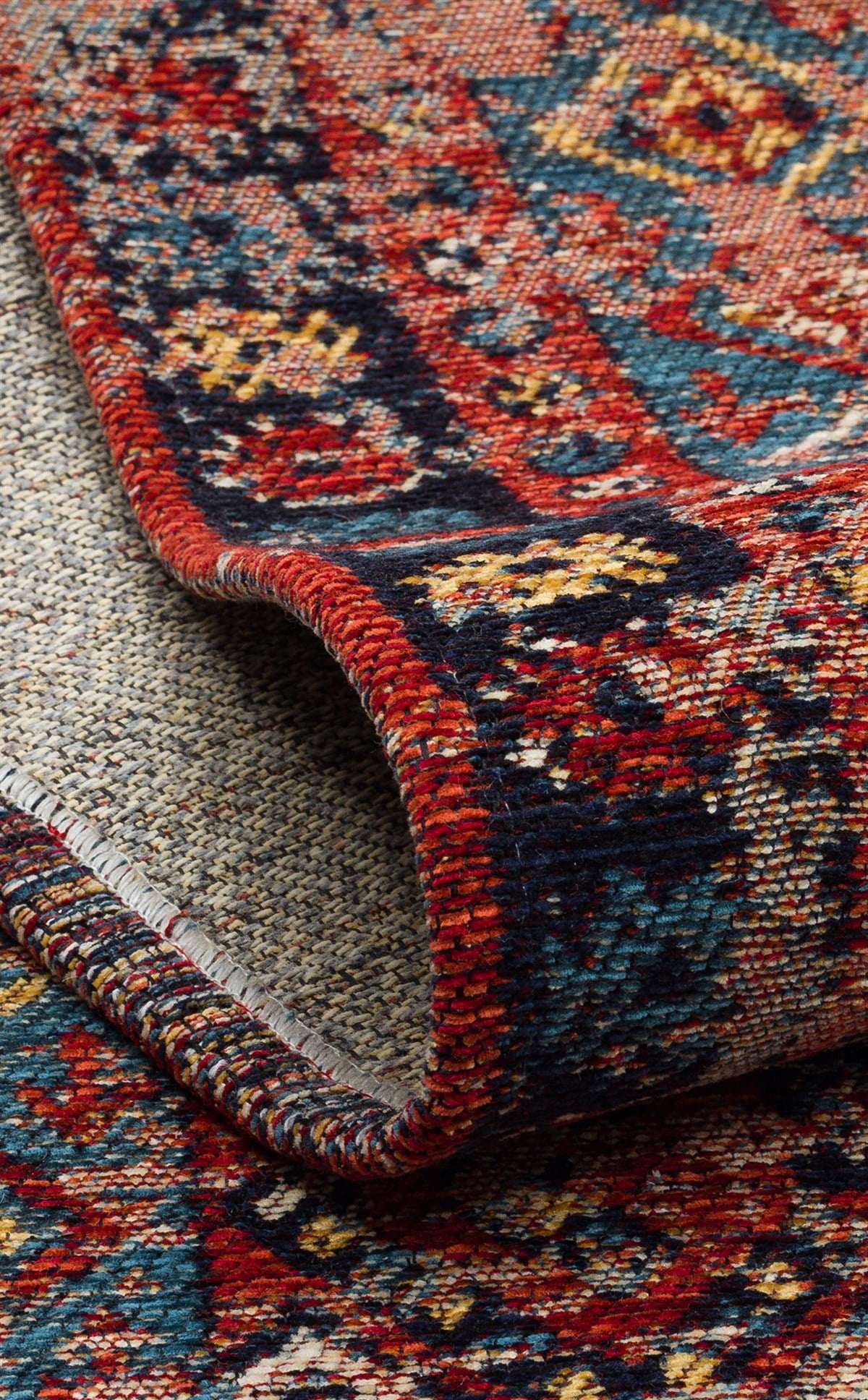 ANADOLU KILIM AND 04 MULTY  Geleneksel Anadolu Motifli Yıkanabilir Kaymaz Tabanlı Şönil Dokuma Halı