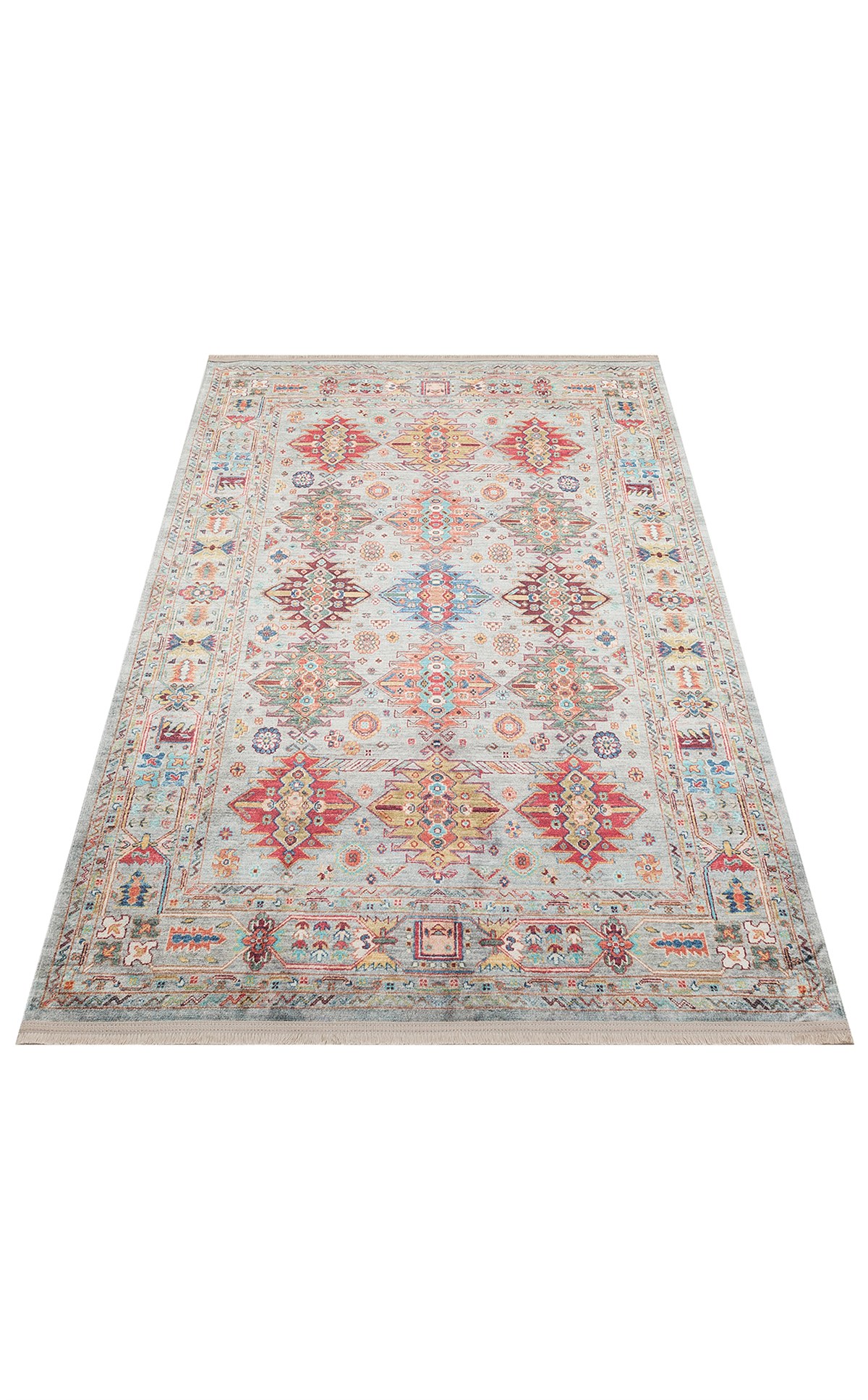 ANTIQUE ATK 06 AQUA  Kolay kullanımlı Kaymaz Karabağ ve Antik Desenlere Sahip Yıkanabilir Makine Halısı