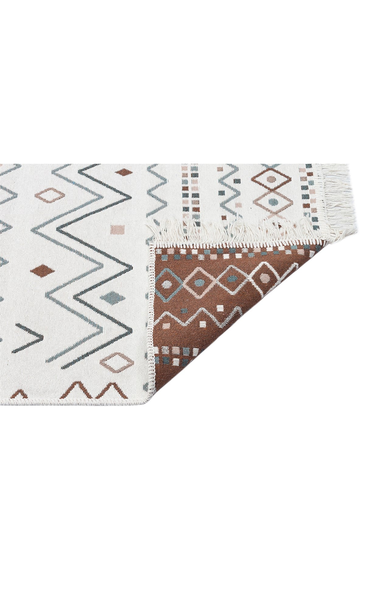 ARYA AR 05 BEIGE BLUE  Yıkanabilir Çift Taraflı Modern Desenli Dokuma Kilim