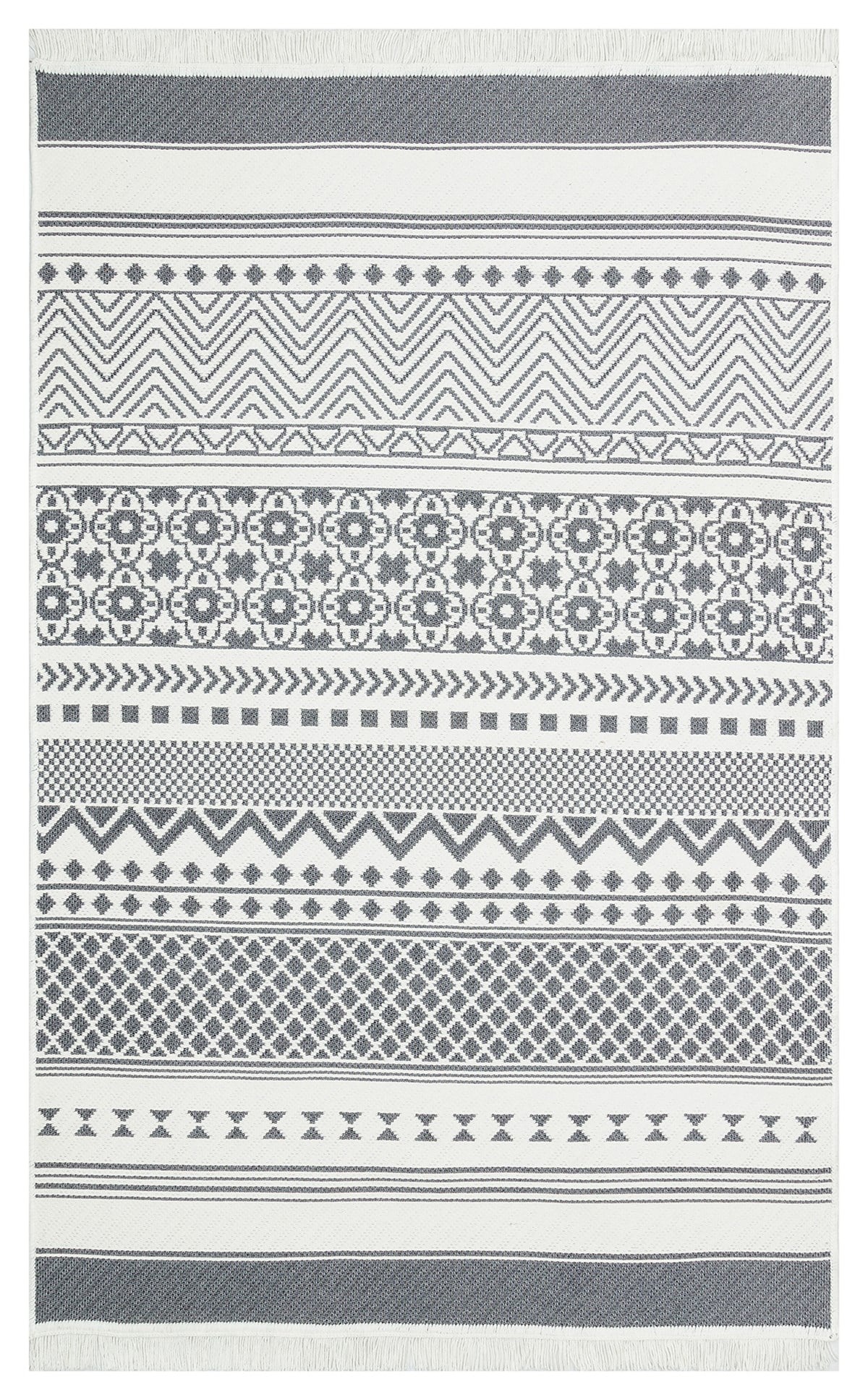 ARYA AR 07 GREY  Yıkanabilir Çift Taraflı Modern Desenli Dokuma Kilim