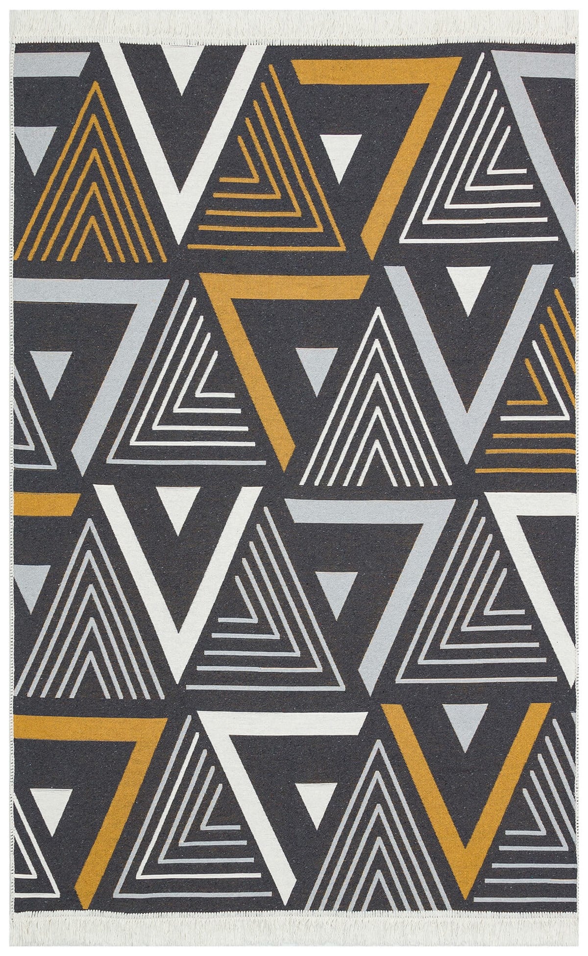 ARYA AR 18 YELLOW GREY  Yıkanabilir Çift Taraflı Modern Desenli Dokuma Kilim