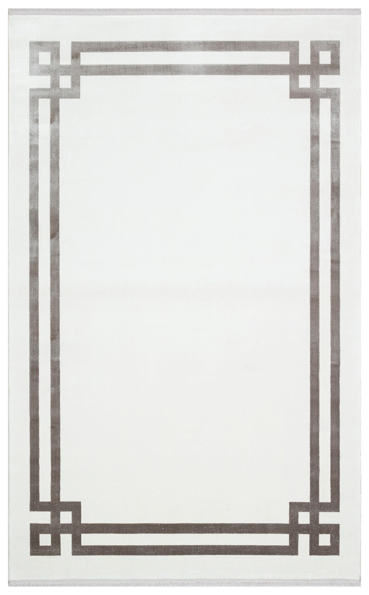 BAROQUE BR 01 WHITE GREY  Art Deco Bordürlü Çerçeveli Yumuşak Dokulu Parlak Dokuma Halı