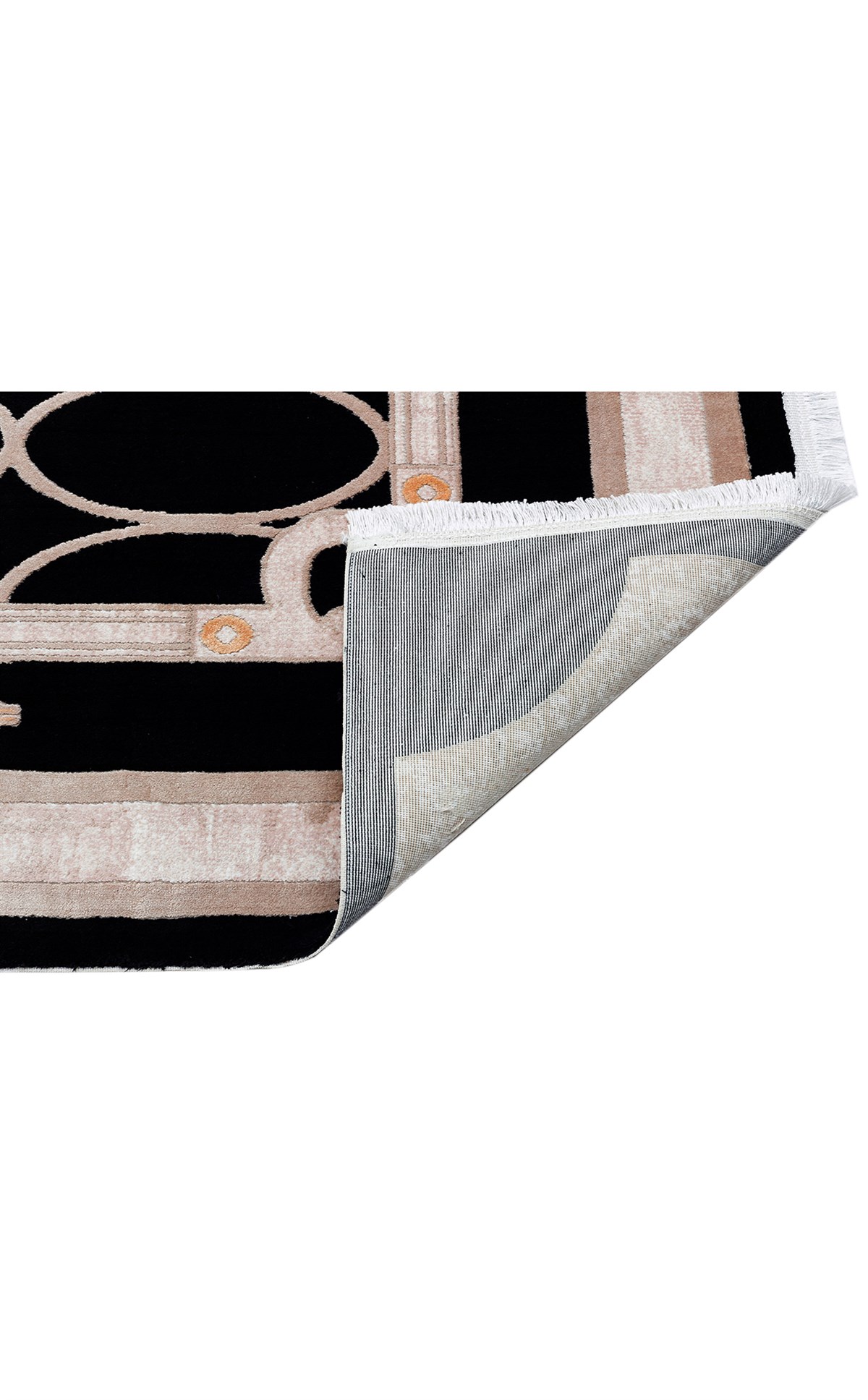 BAROQUE BR 06 BLACK  Art Deco Bordürlü Çerçeveli Yumuşak Dokulu Parlak Dokuma Halı