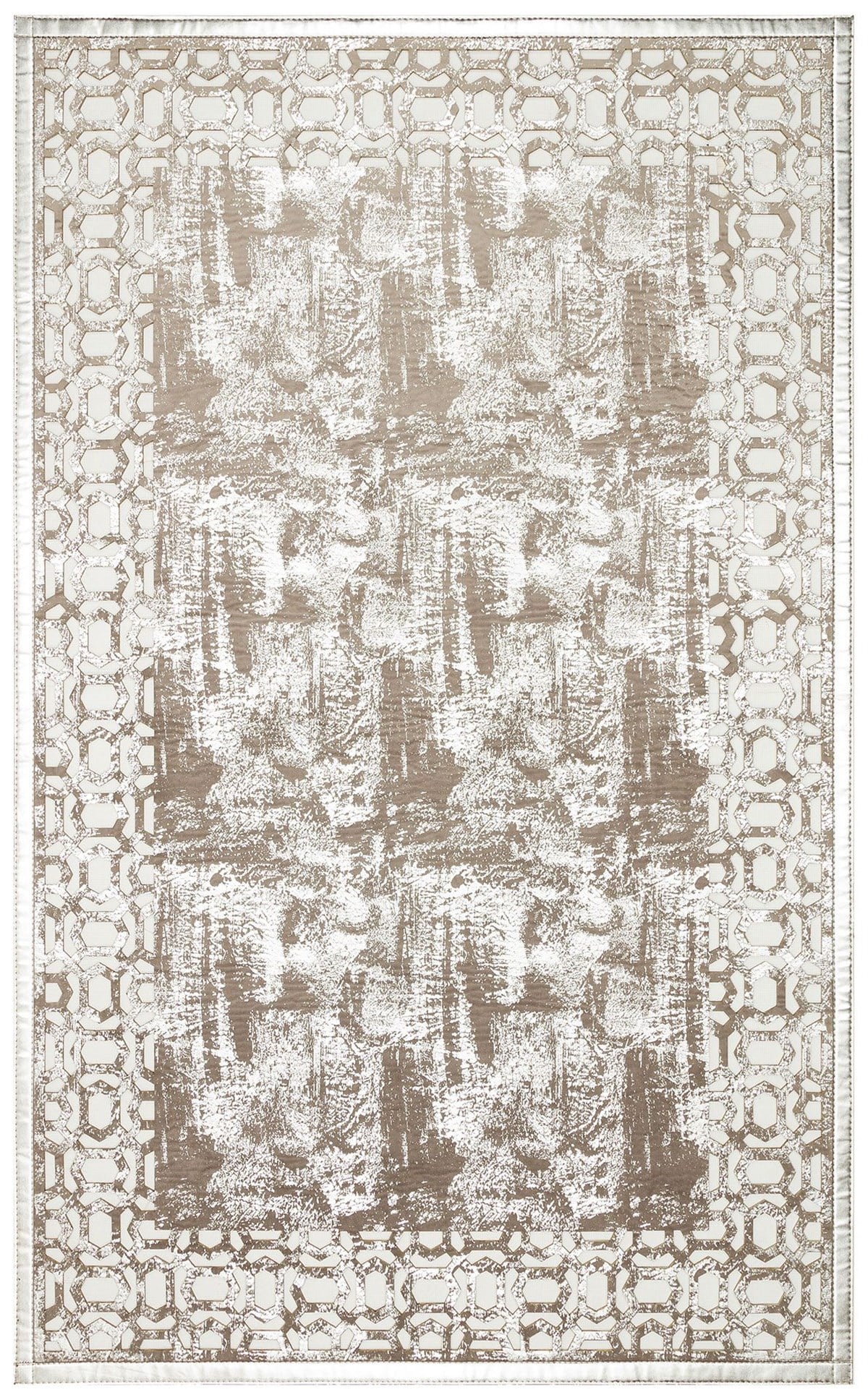 BIANCA BNC 02 GREY SILVER  Klasik Ve Modern İşleme ve Oymaya Sahip Parlak Bordürlü Suni Deri Halı