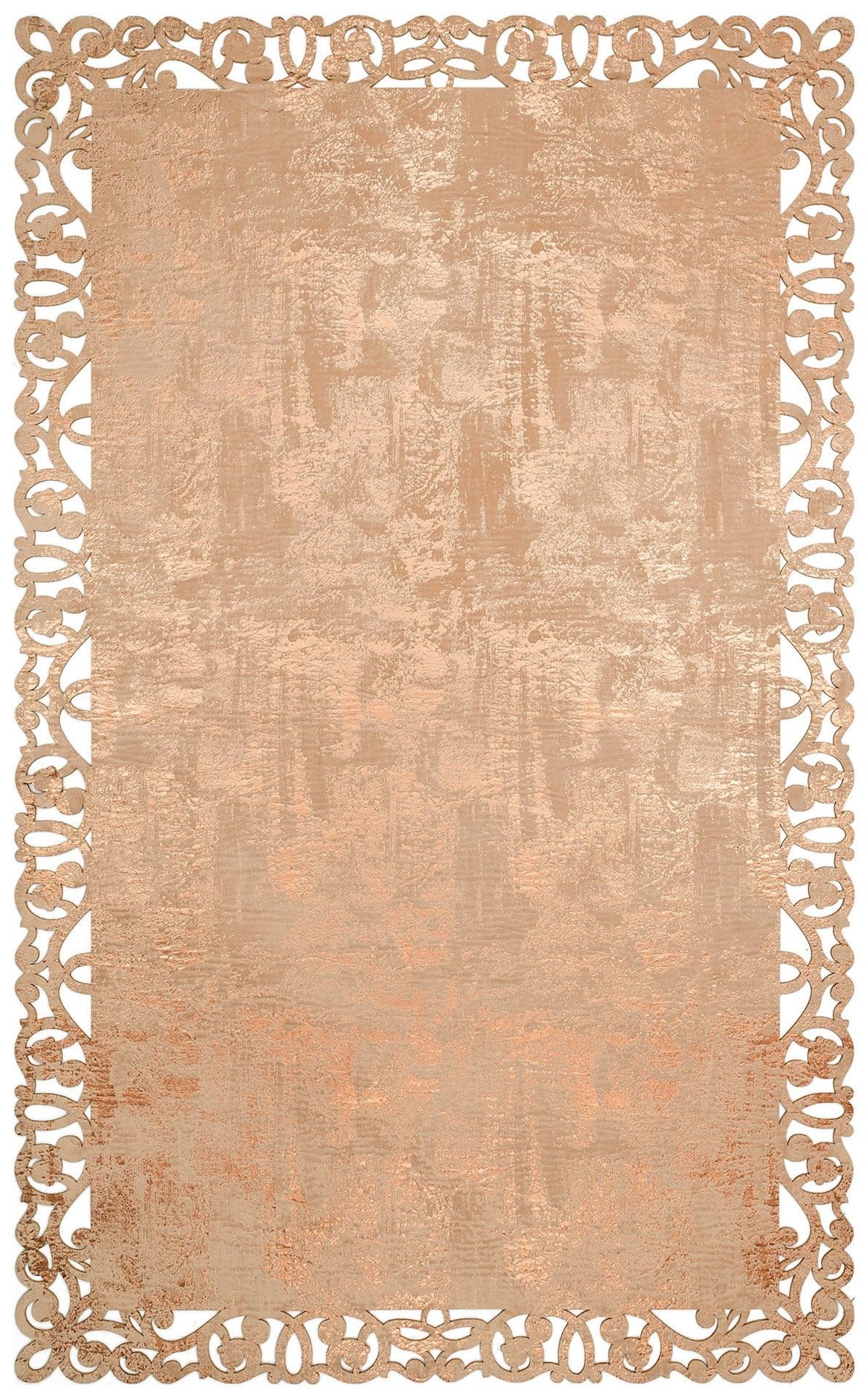 BIANCA BNC 05 BEIGE COPPER  Klasik Ve Modern İşleme ve Oymaya Sahip Parlak Bordürlü Suni Deri Halı