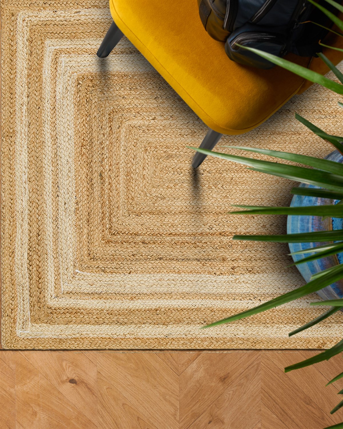 ECHO ECH 10 NATURAL WHITE XW  El Dokuma Naturel Jüt Hasır Halı