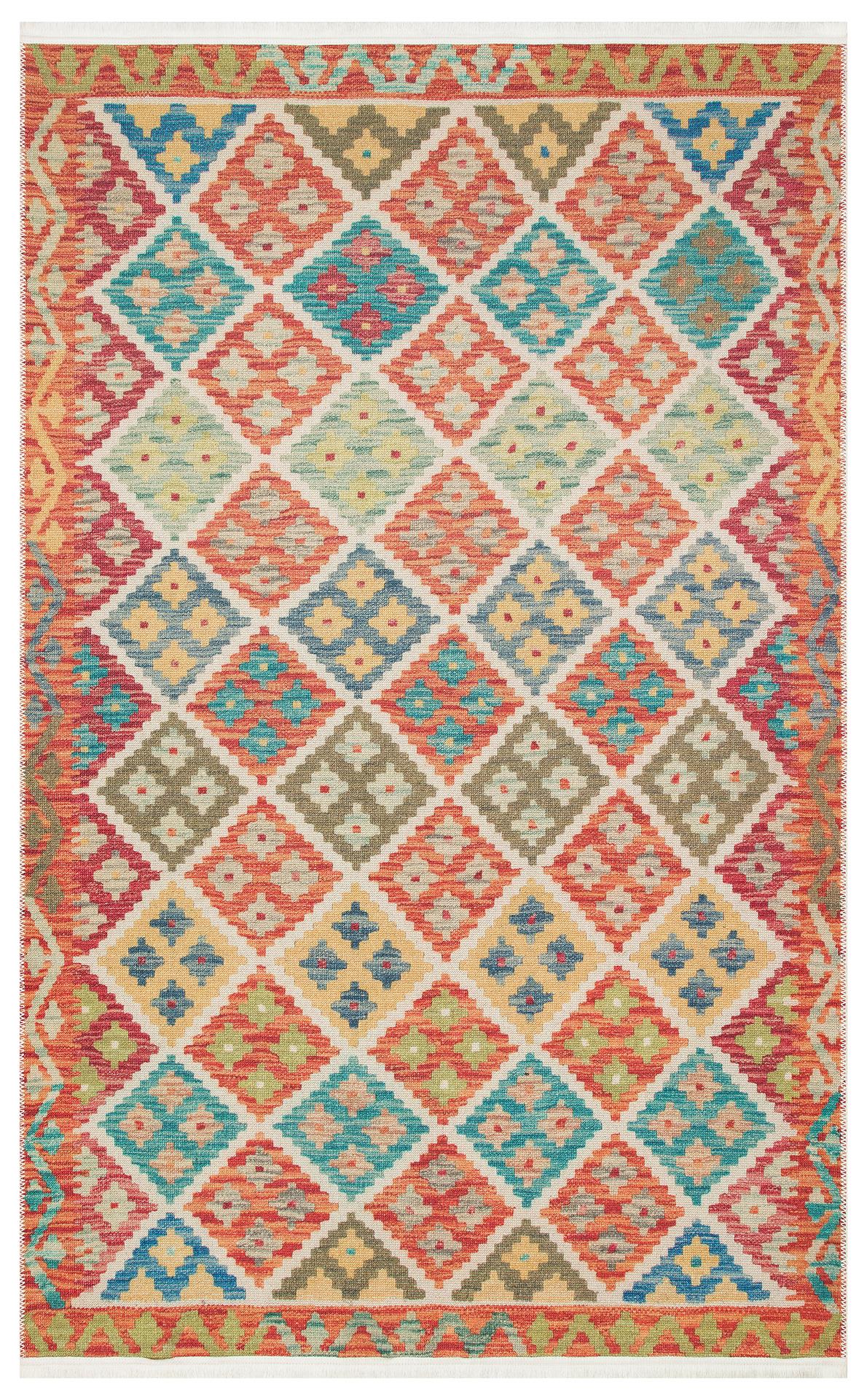 ELISTA ELS 104 CREAM MULTY  Vintage Desenlere Sahip Kaydırmaz Yıkanabilir Modern Halı