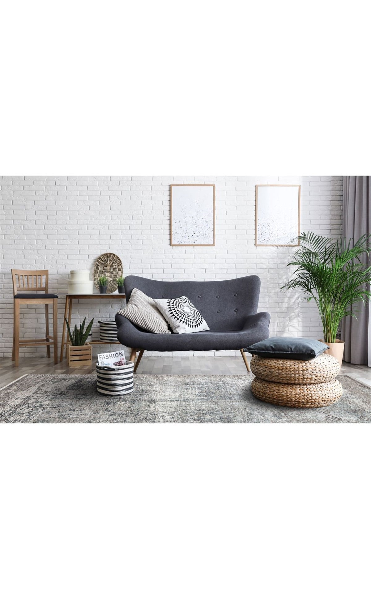 FRESCO FS 14 CREAM GREY XW  Yüksek Alçak Dokulu Özel Işıltılı Yüksek Kaliteli Sık Dokuma Modern Salon Halısı