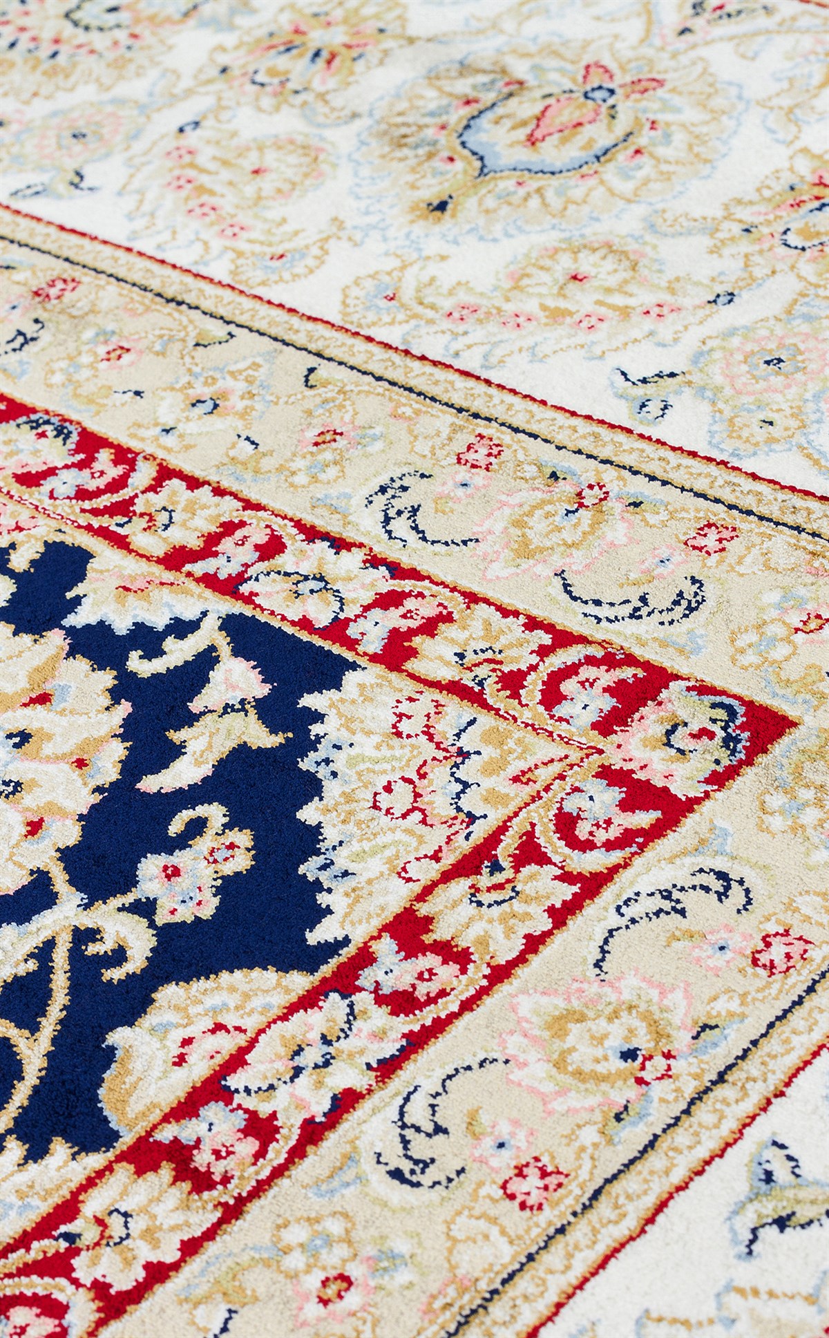 ISFAHAN ISF 03 NAVY CREAM  Klasik Desenli Yüksek Kalite Sık Dokuma Makine Halısı