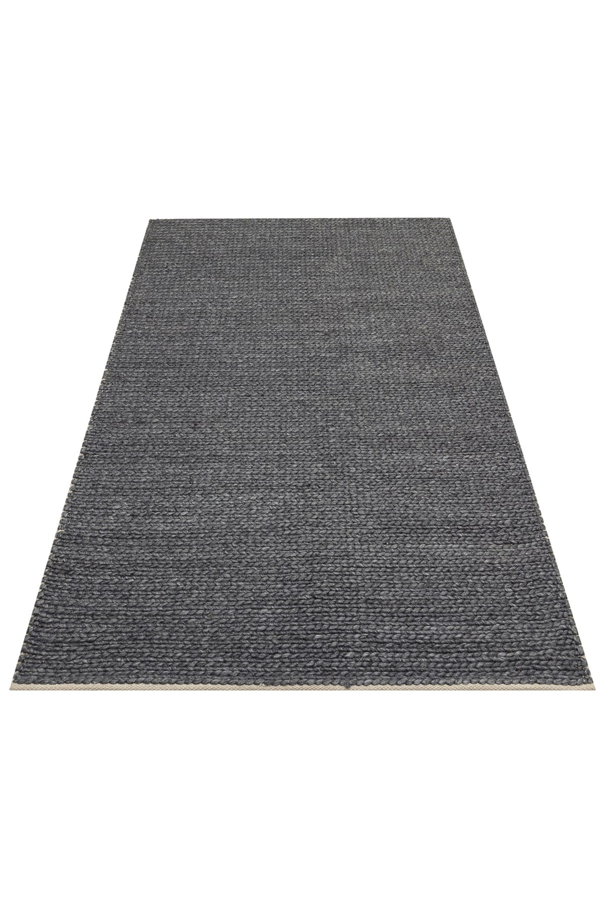 JADE BASKETWEAVE ANTRASIT  Naturel Kazak Örgü Desenli El Dokuma Örgü Halı
