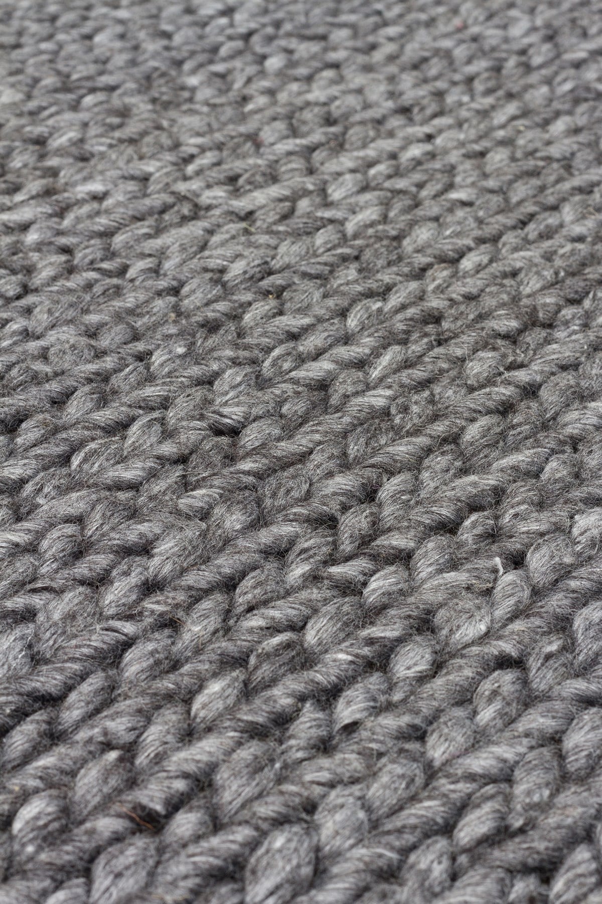 JADE BASKETWEAVE ANTRASIT  Naturel Kazak Örgü Desenli El Dokuma Örgü Halı