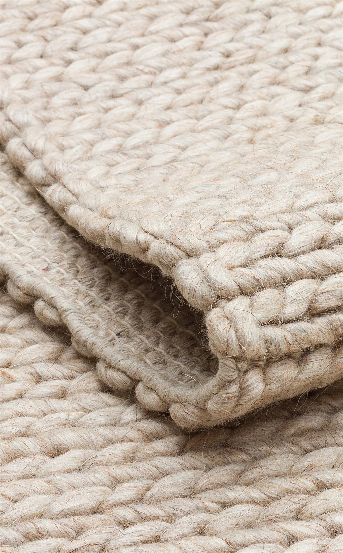 JADE BASKETWEAVE BEIGE  Naturel Kazak Örgü Desenli El Dokuma Örgü Halı