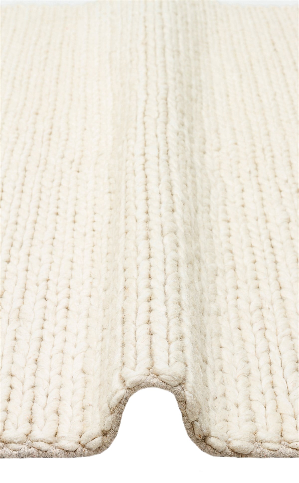 JADE BASKETWEAVE CREAM  Naturel Kazak Örgü Desenli El Dokuma Örgü Halı