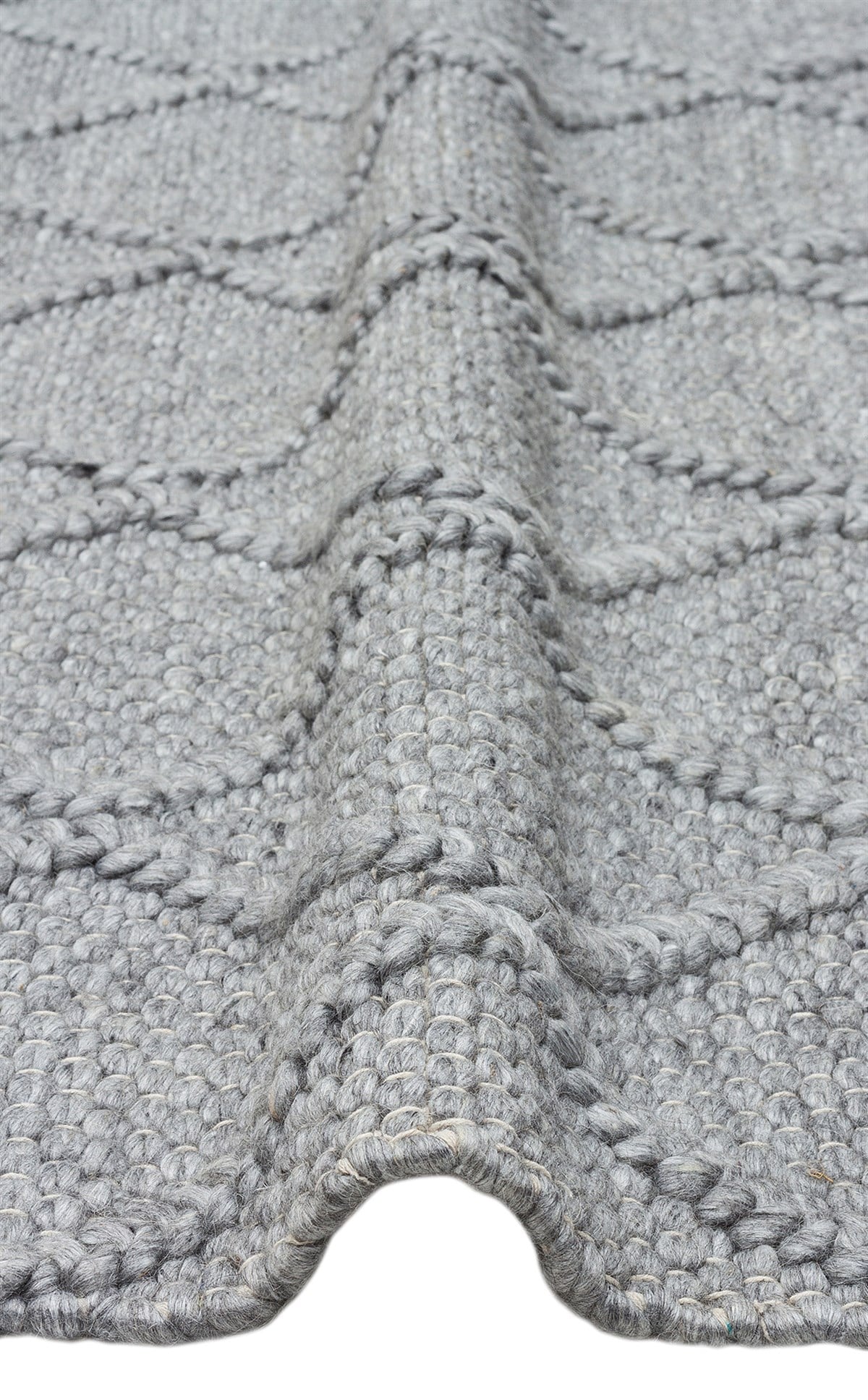 JADE DIAMOND GREY  Naturel Kazak Örgü Desenli El Dokuma Örgü Halı