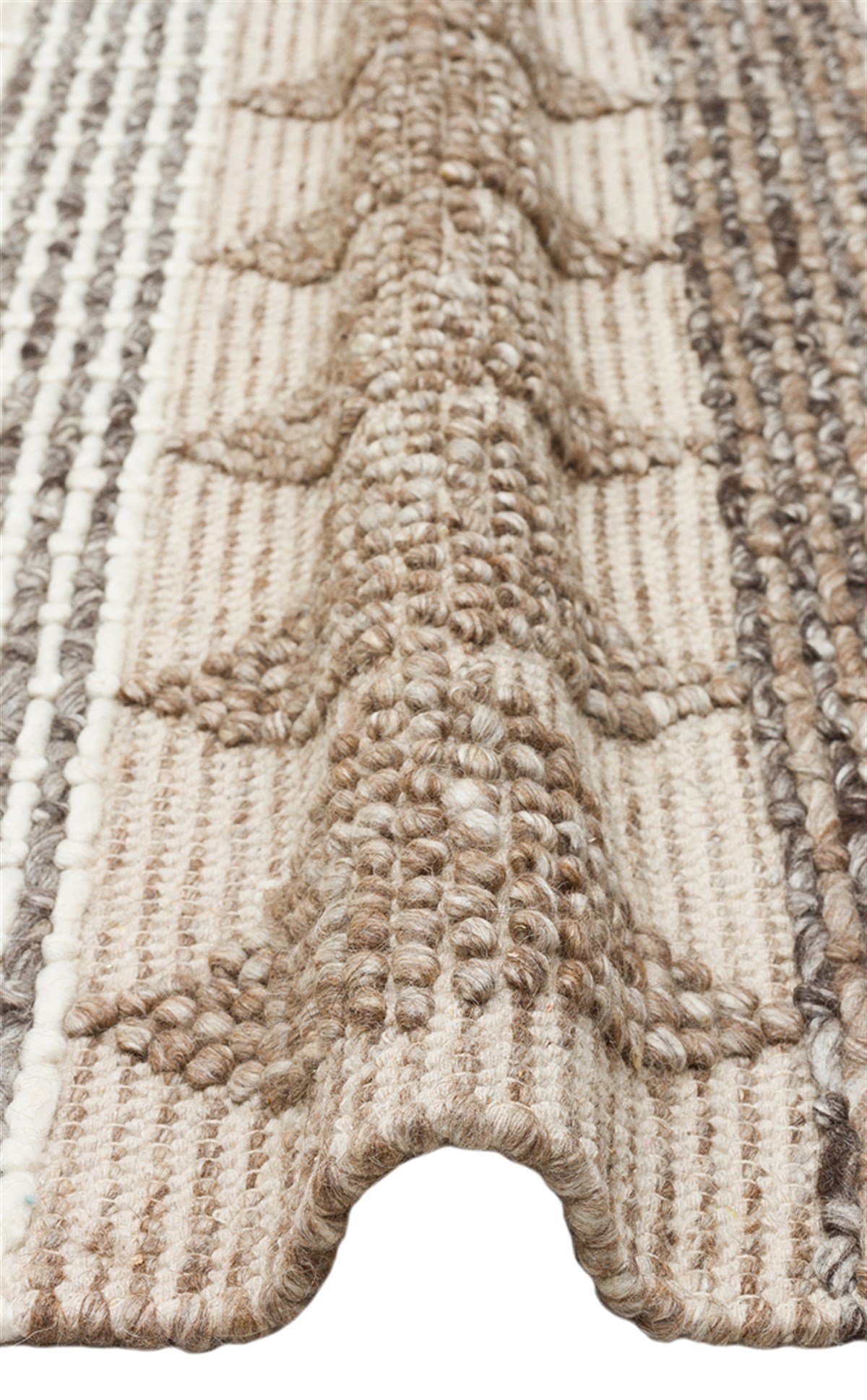 JADE JD 01 GREY  Naturel Kazak Örgü Desenli El Dokuma Örgü Halı