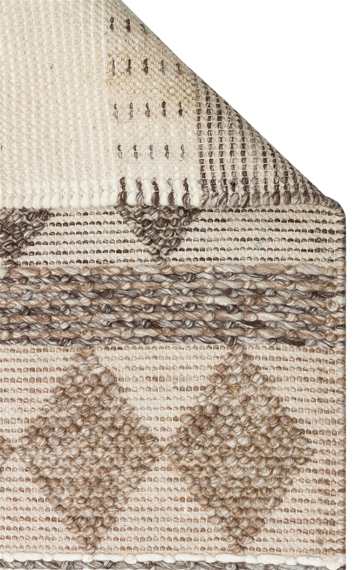 JADE JD 01 GREY  Naturel Kazak Örgü Desenli El Dokuma Örgü Halı