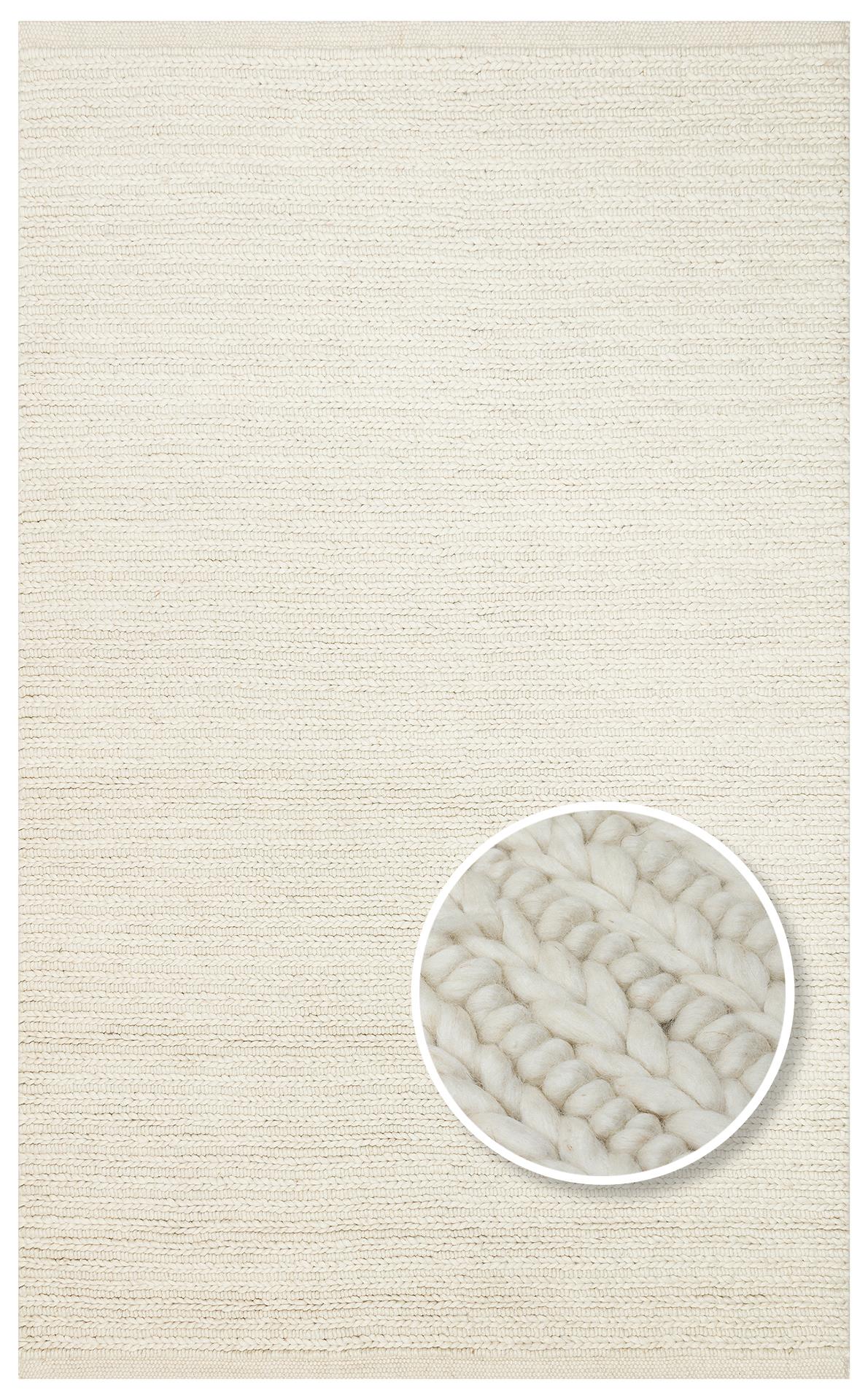 JADE JD 07 WHITE  Naturel Kazak Örgü Desenli El Dokuma Örgü Halı