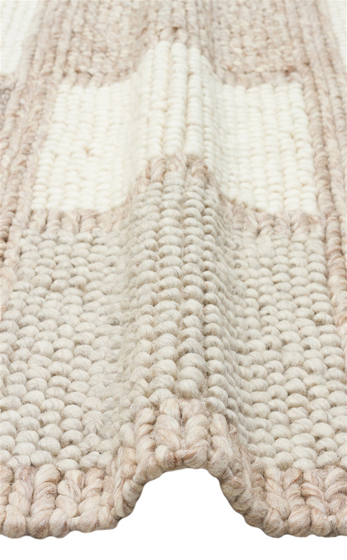 JADE MARJORY NATURAL  Naturel Kazak Örgü Desenli El Dokuma Örgü Halı