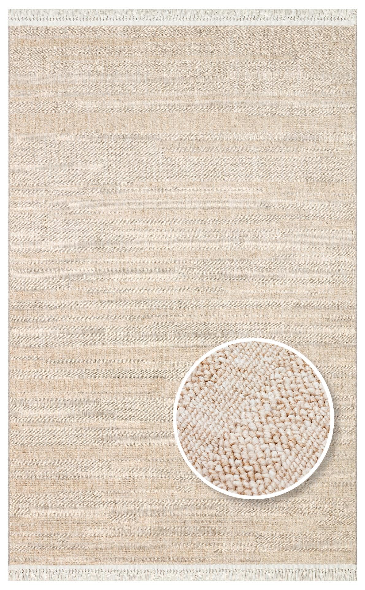 JOY JOY 01 BEIGE  Hav Toz Vermeyen Yumuşak dokulu Modern Makine Halısı