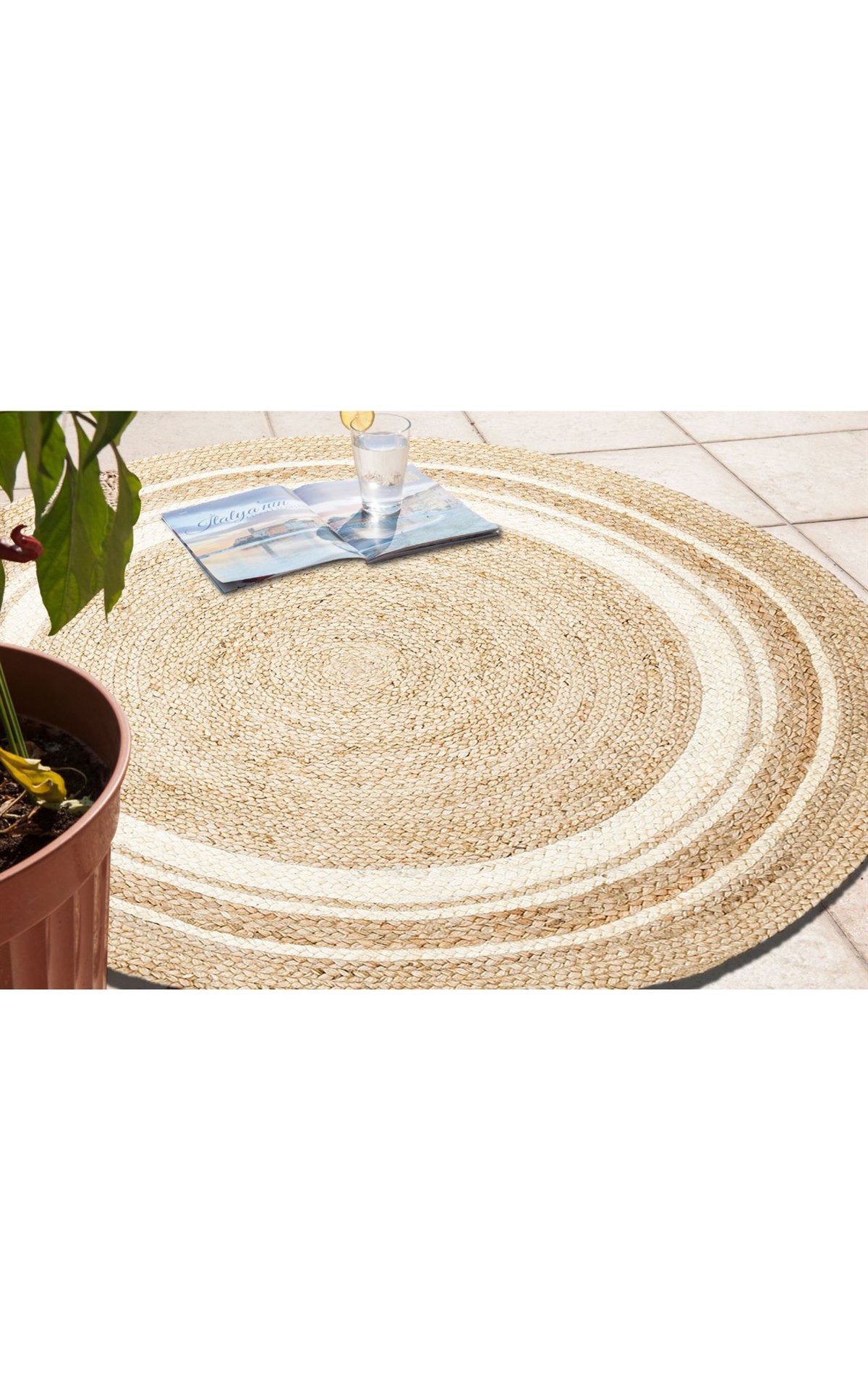 JUNO ECH 01R NATURAL WHITE  El Dokuma Naturel Jüt Hasır Halı