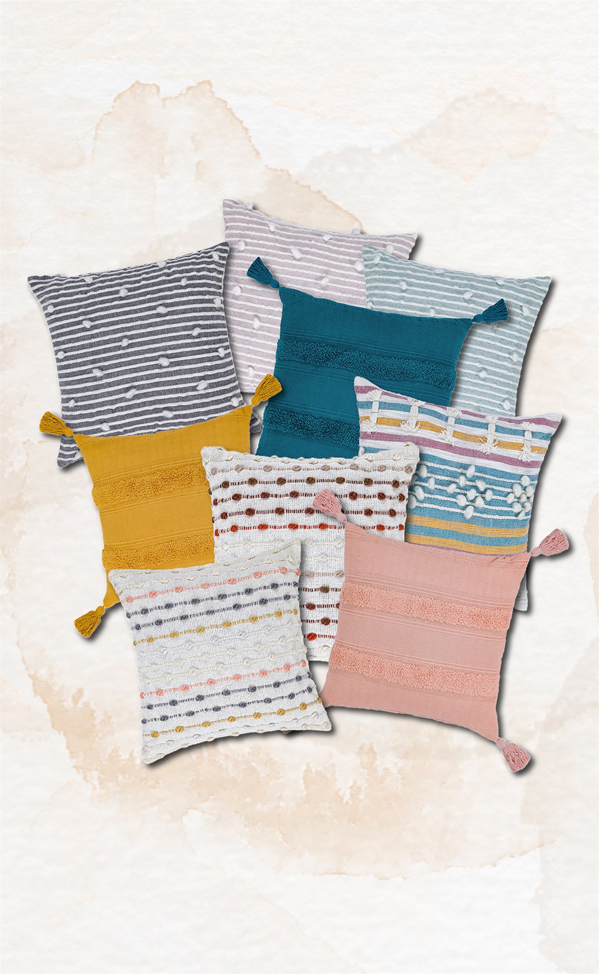 KIRLENT KRL 01 POWDER  Etnik Desenlere Sahip Renkli ve Şık Kırlentler 43*43 cm