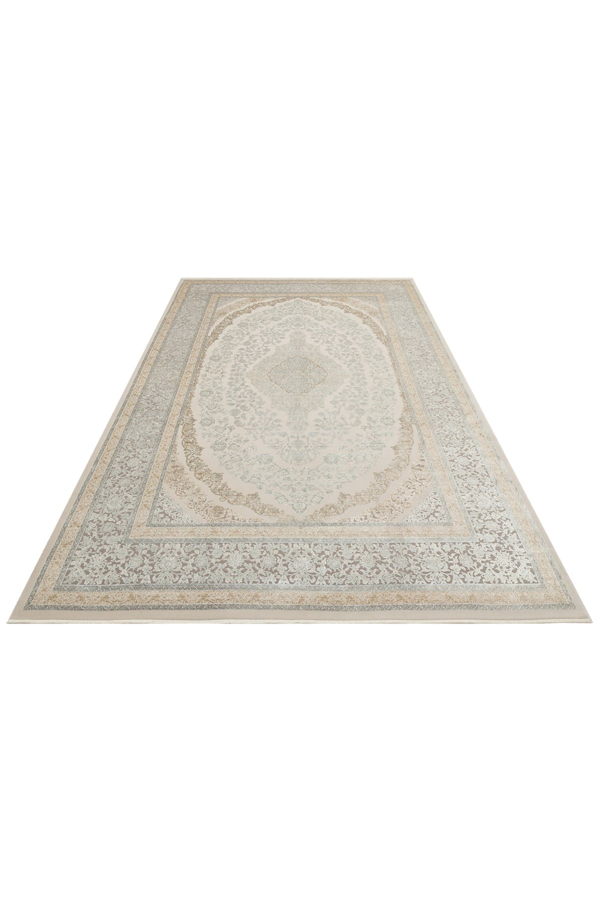 MAHAL MHL 08 CREAM GREY  Klasik Desenli Yüksek Kalite Sık Dokuma Salon Halısı