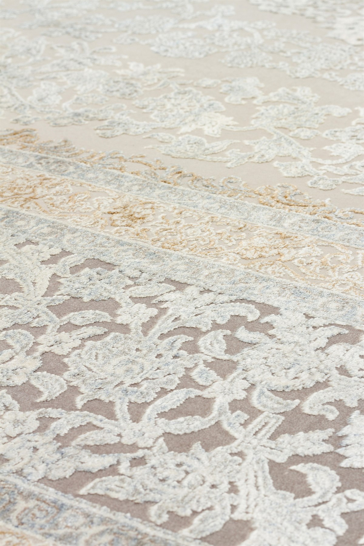 MAHAL MHL 08 CREAM GREY  Klasik Desenli Yüksek Kalite Sık Dokuma Salon Halısı