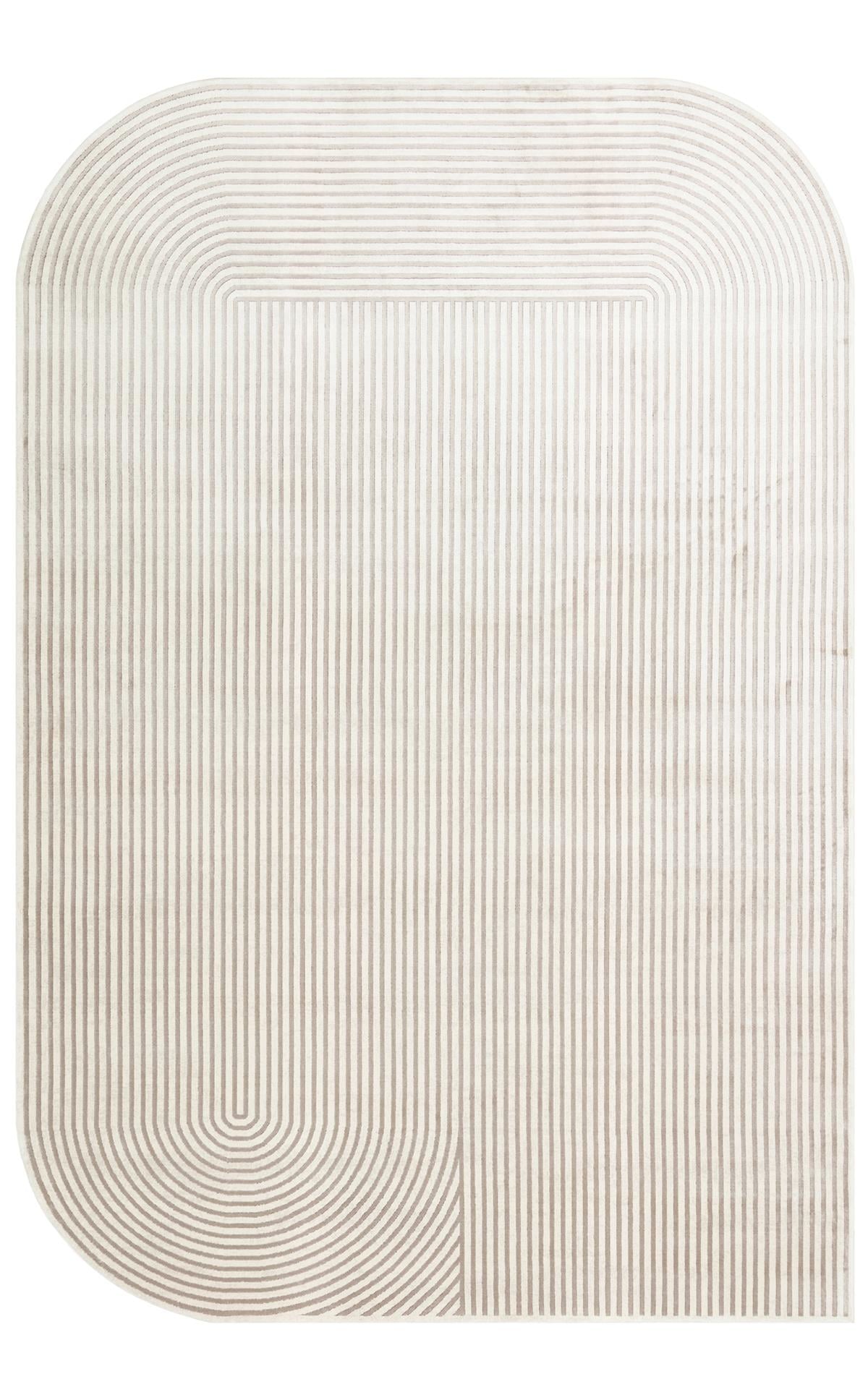 MERANO MRN 03 CREAM GREY  Geometrik Desenli Yüksek Kalite Sık Dokuma Salon Halısı
