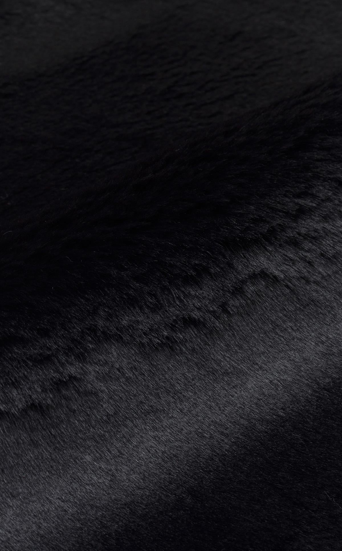 MOLLIS THROW MLS THROW BLACK  Yumuşak Dokulu Uzun Tüylü Yıkanabilir Tavşan Postu