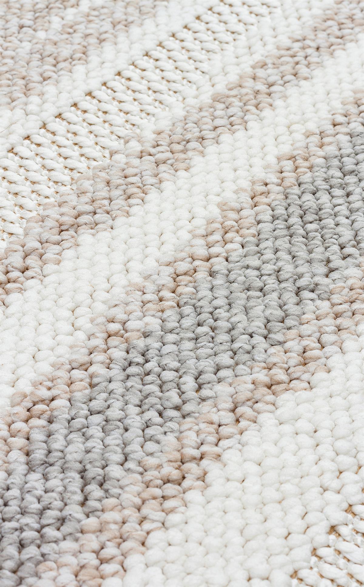 MOTTO MOT 02 WHITE BEIGE  Yumuşak Tuşeli Örgü Dokuma Modern Makine Halısı