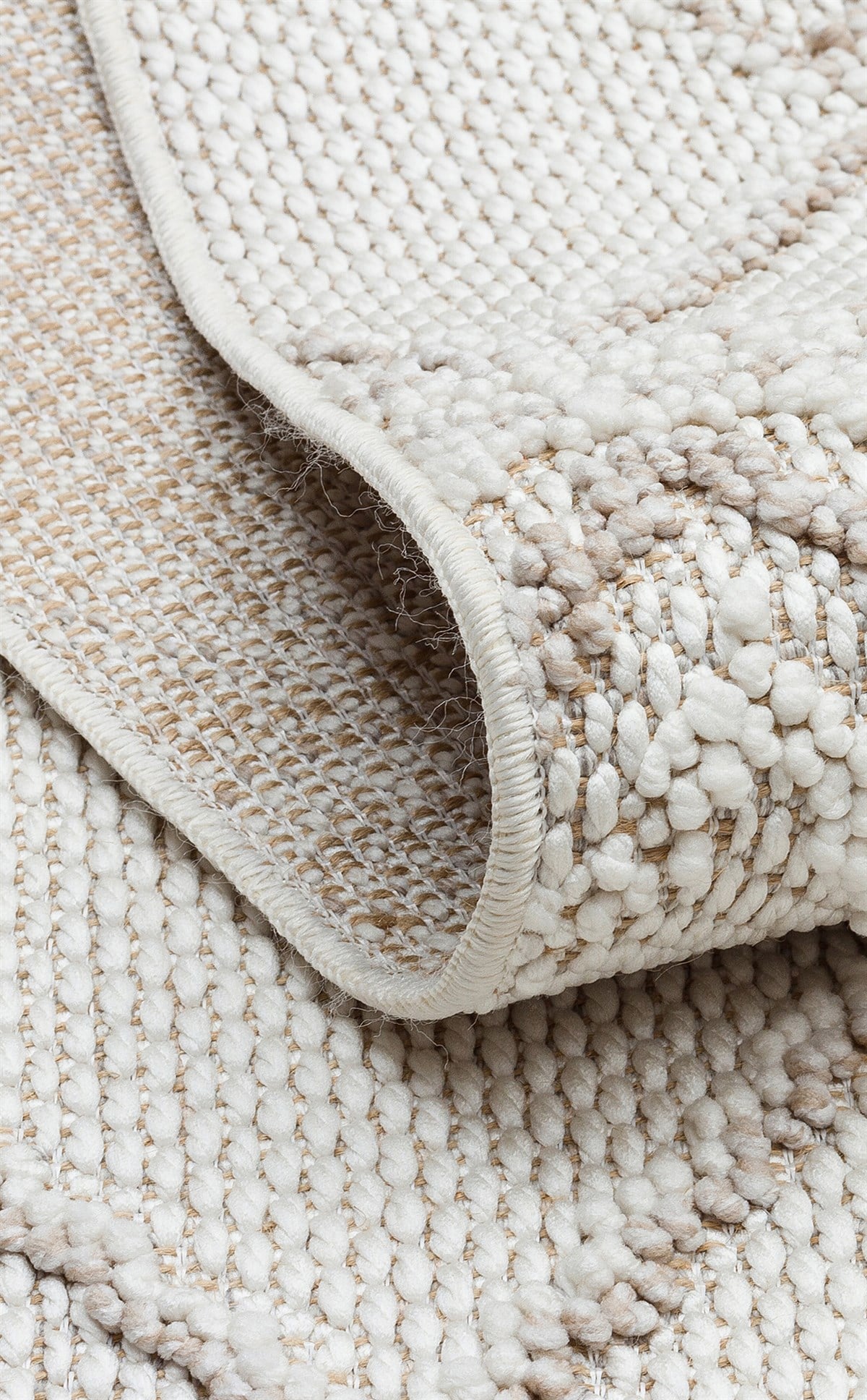 MOTTO MOT 03 WHITE BEIGE  Yumuşak Tuşeli Örgü Dokuma Modern Makine Halısı